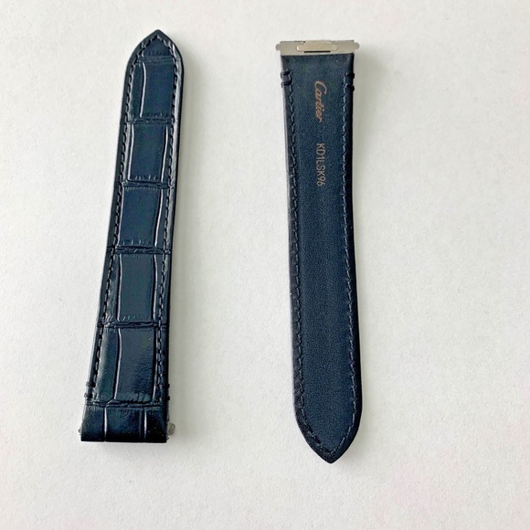 21mm Quick Switch Release Genuine Cartier Santos 40mm Watch BLACK Leather Strap - Picture 1 of 14